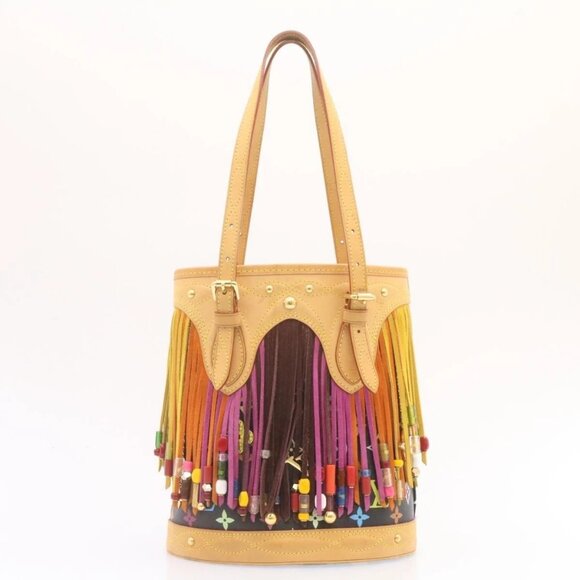 LOUIS VUITTON Monogram Multicolor Bucket Frange ToteBag Black M40110 Auth 25649S - Picture 3 of 15